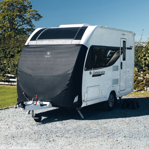 Durable outdoor caravan cover with UV protection, tailored for Tow Pro Infinity, from Specialised Covers. Keeps your caravan safe from weather and debris during travel or storage.