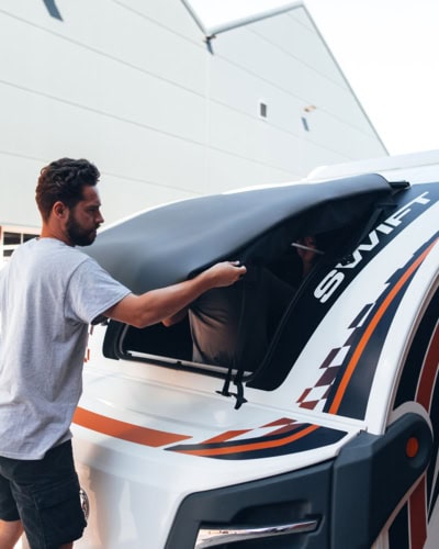 High-quality, weather-resistant campervan cover with custom fit for the Basecamp Elite, providing maximum protection against the elements and keeping your vehicle in pristine condition.