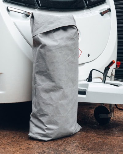 A picture of the storage bag for the Caravan Roof Cover.