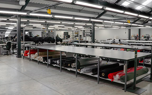 High-quality fabric workshop at specialised covers manufacturing site.