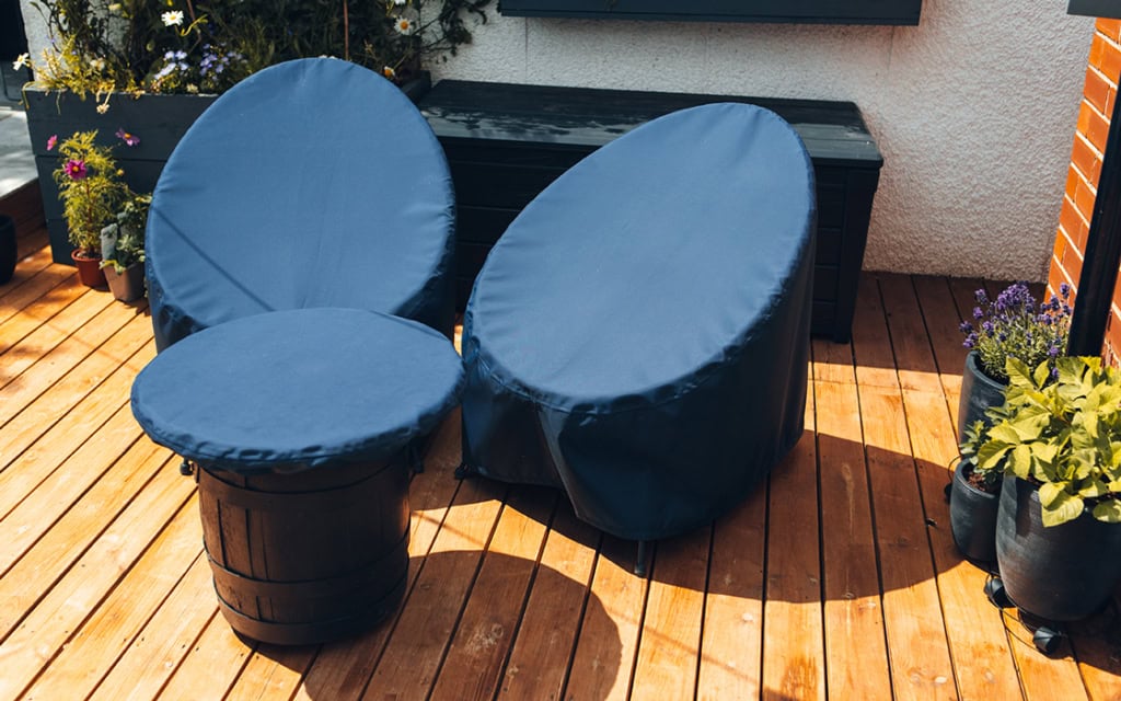 Weatherproof garden furniture covers for outdoor chairs and stools, ideal for protecting your patio furniture from rain, sun, and dust, available from Specialised Covers.