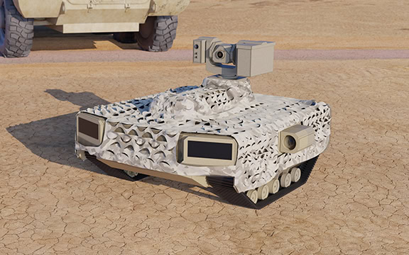 Armoured military robot with advanced protection for defence and industrial applications.