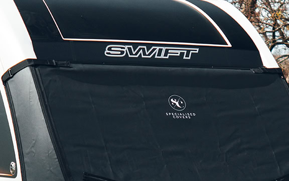 High-quality towing cover designed for Swift caravans, offering protection against weather and debris. Perfect for outdoor storage and travel.