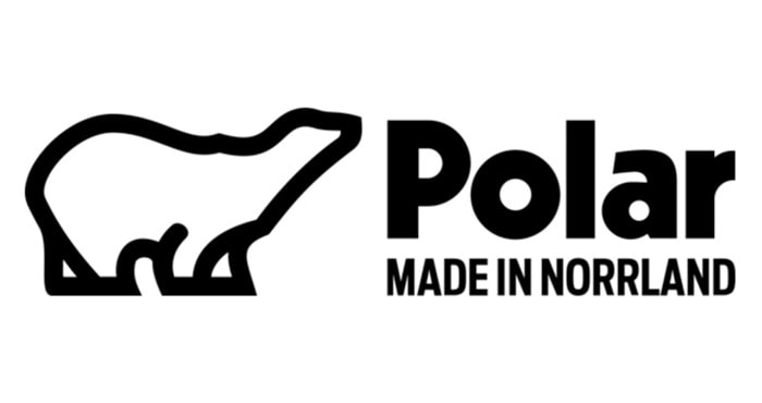 Polar logo featuring a polar bear outline with 'Made in Norrland' text, representing quality and origin of the brand.