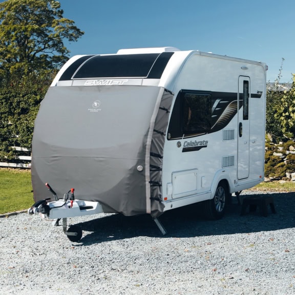 Caravan cover for Tow Pro Lite trailer, ideal for outdoor protection. Made from high-quality, weatherproof materials to safeguard your trailer from sun, rain, and debris.