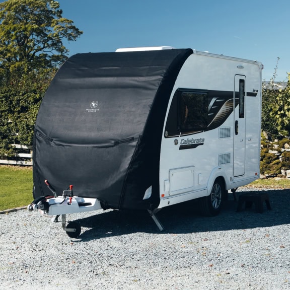 High-quality caravan cover designed for towing and outdoor protection. Keeps your caravan safe from weather elements, dirt, and debris with easy installation and secure fit.
