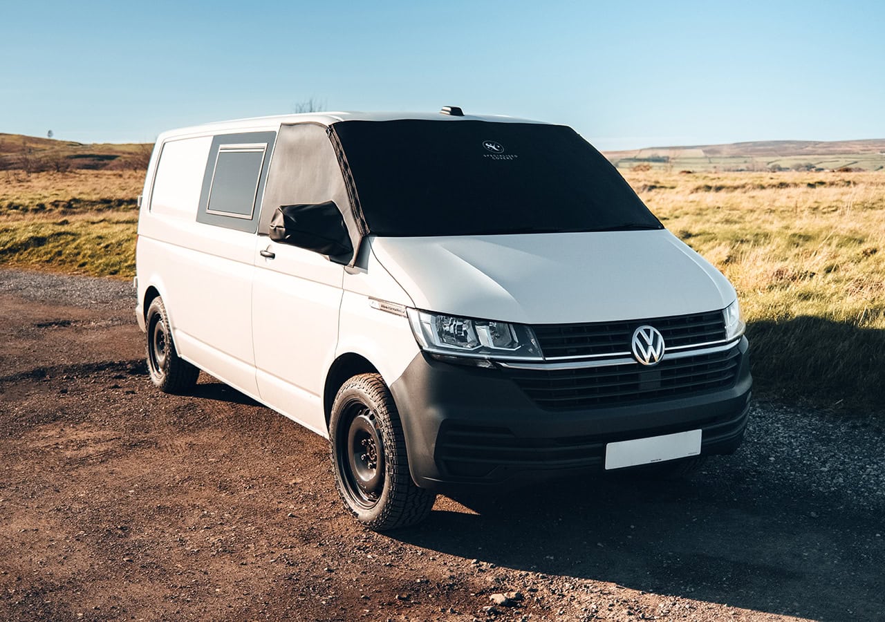 High-quality campervan windscreen cover for protection against weather and debris. Perfect for outdoor adventures and long-term storage. Durable, easy to install, and weather-resistant.