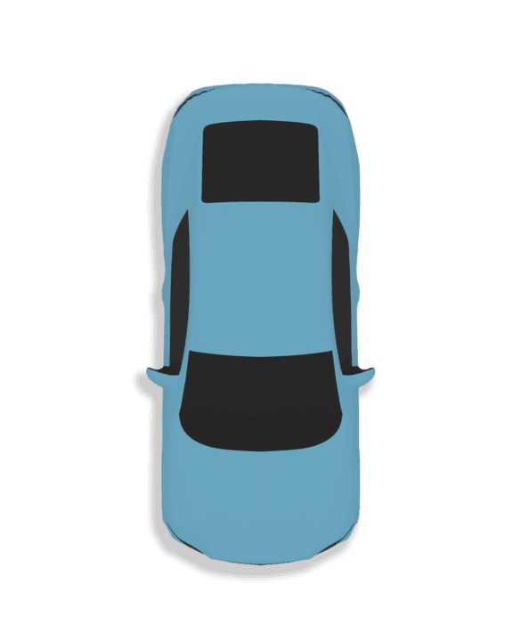 An above view of a Indoor Silhouette cover in blue with black accents on a Bentley.
