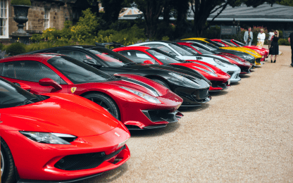 High-quality vehicle covers from Specialised Covers protecting luxury supercars at the Grantley Hall Super Car Sunday event.