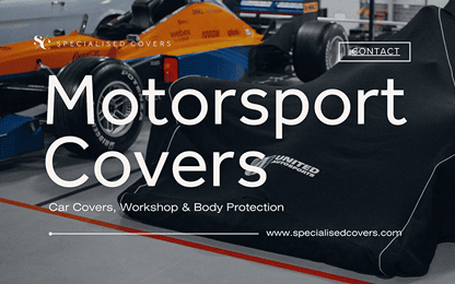 High-quality bespoke covers for race cars, workshops, and motorsport event protection. Durable, weatherproof, and designed for optimal fit to safeguard your motorsport equipment.