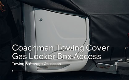 High-quality Coachman towing cover with easy access to gas locker box, designed for protection and durability. Perfect for maintaining your caravan's gas locker without removal.