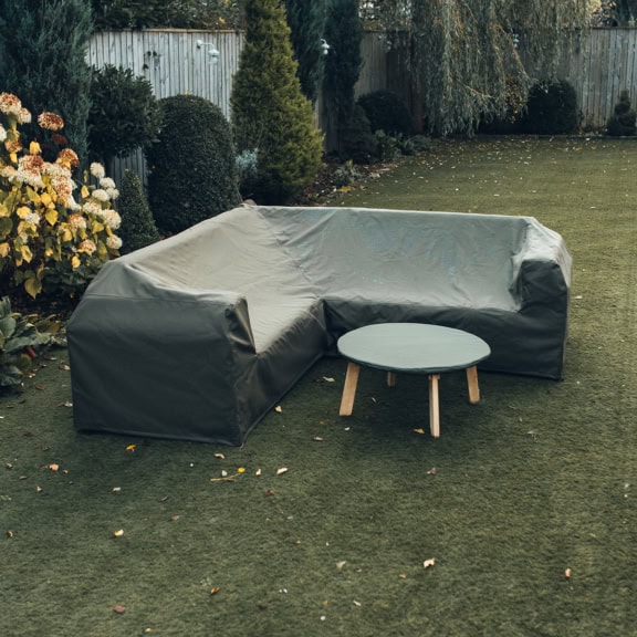 1. Custom outdoor sofa cover protecting garden furniture from weather damage, mould, and dirt. Perfect for patios and garden sets, durable waterproof fabric ensures longevity.