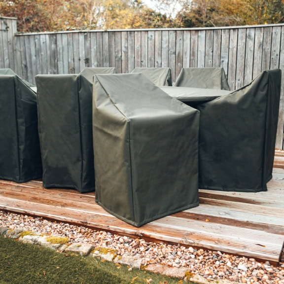 1. Heavy-duty outdoor furniture covers for garden chairs, tables, and patio sets, protecting against weather, dirt, and UV damage, ensuring longevity and clean appearance.